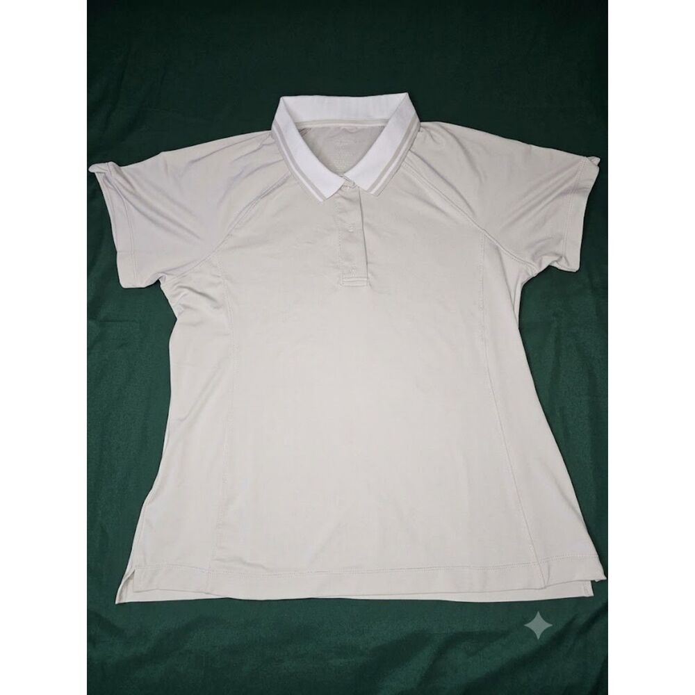 LPGA Golf Polo Shirt Women’s Large Beige Recycled Polyester Short Sleeve Collar